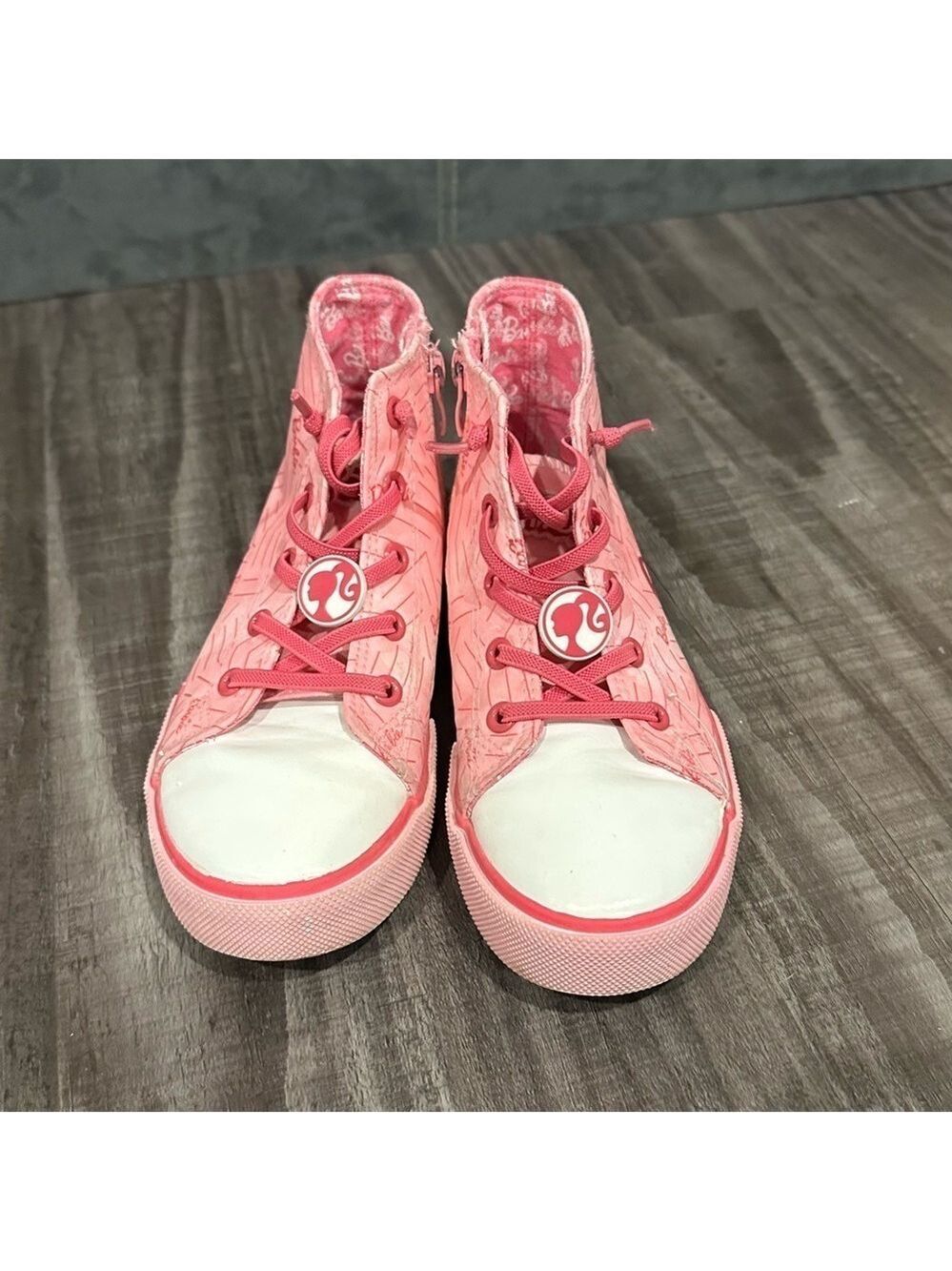 Ground Up Barbie High Top Sneakers Canvas Pink Girls Size 3